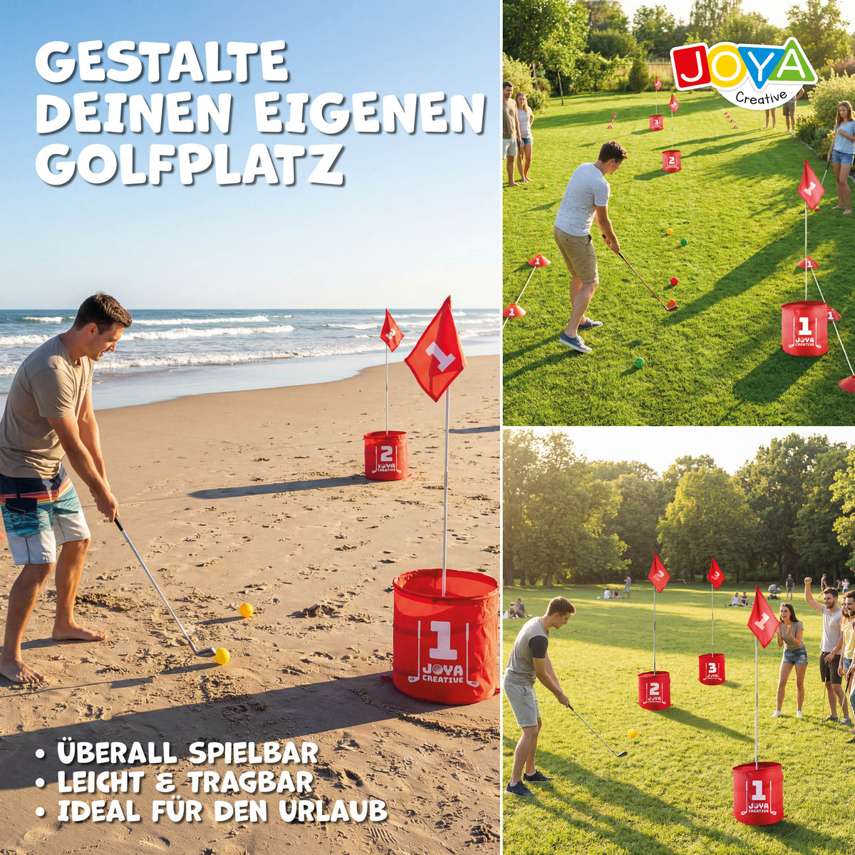 Joya Creative Bucket Golf 6 Löcher – Komplettes Golfspiel für Garten, Camping und Familie mit Aufbewahrungstasche
