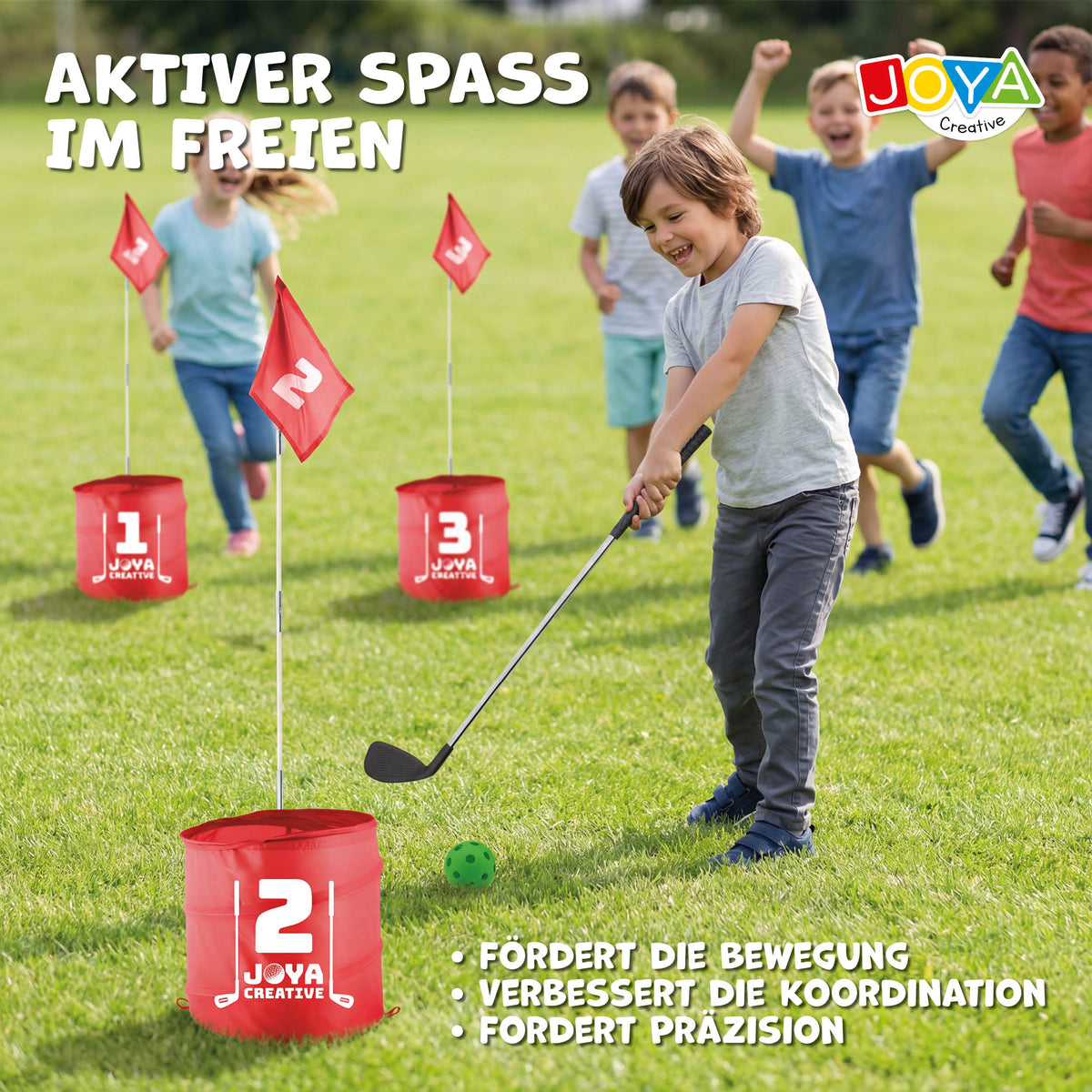 Joya Creative Bucket Golf 6 Löcher – Komplettes Golfspiel für Garten, Camping und Familie mit Aufbewahrungstasche