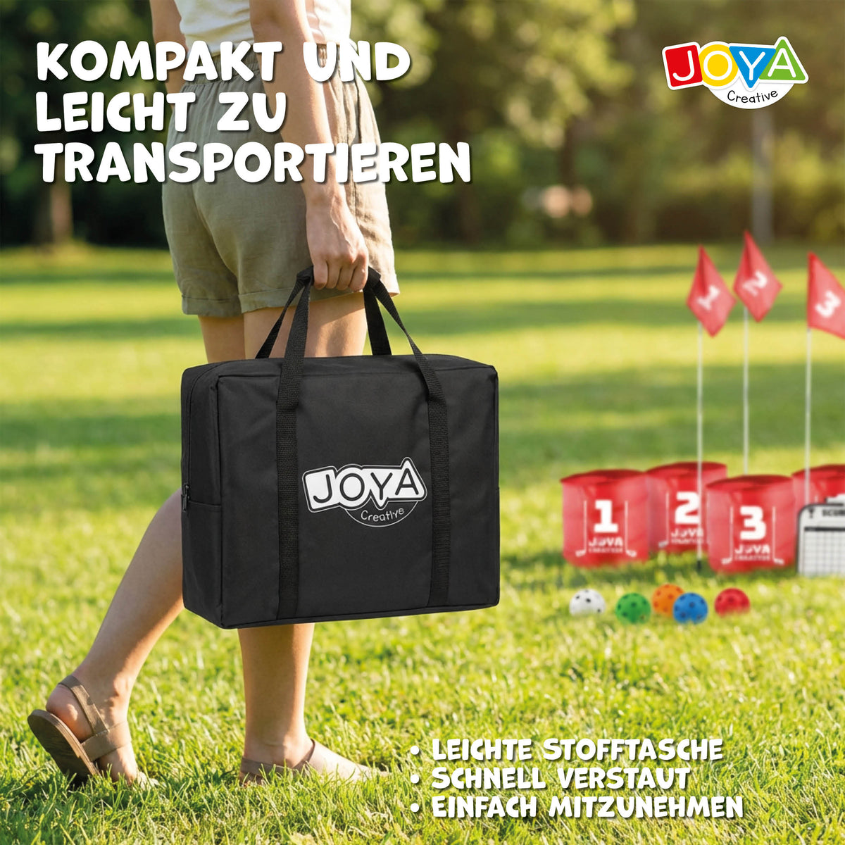 Joya Creative Bucket Golf 6 Löcher – Komplettes Golfspiel für Garten, Camping und Familie mit Aufbewahrungstasche