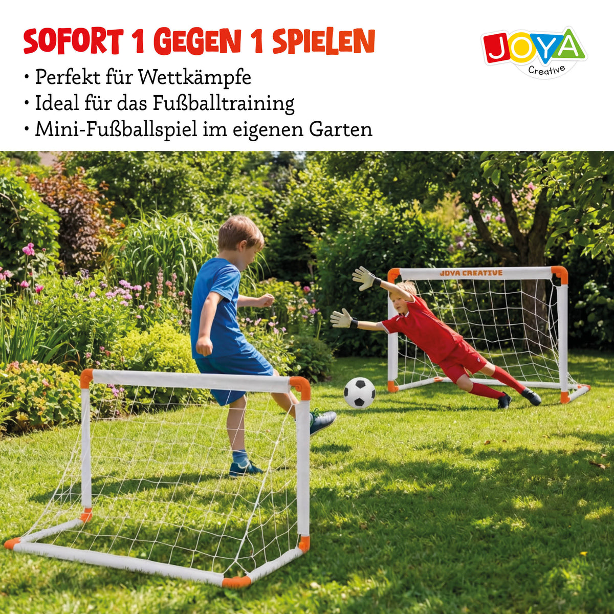 Joya Creative Fußballtore 2er-Set – Faltbare Fußballtore mit Fußball, Handpumpe und Tragetasche für Kinder