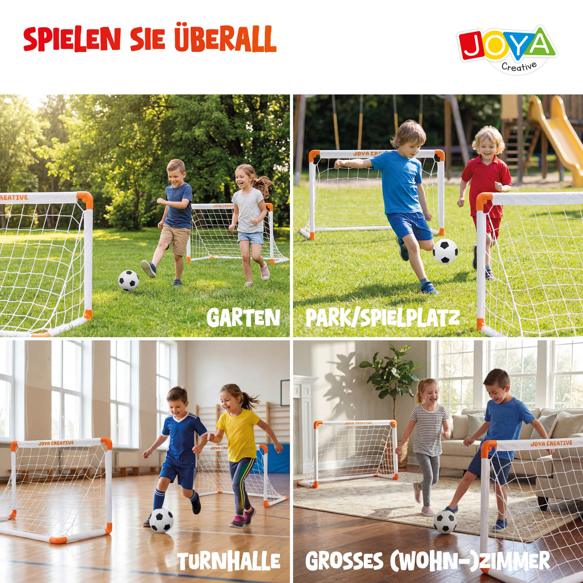 Joya Creative Fußballtore 2er-Set – Faltbare Fußballtore mit Fußball, Handpumpe und Tragetasche für Kinder