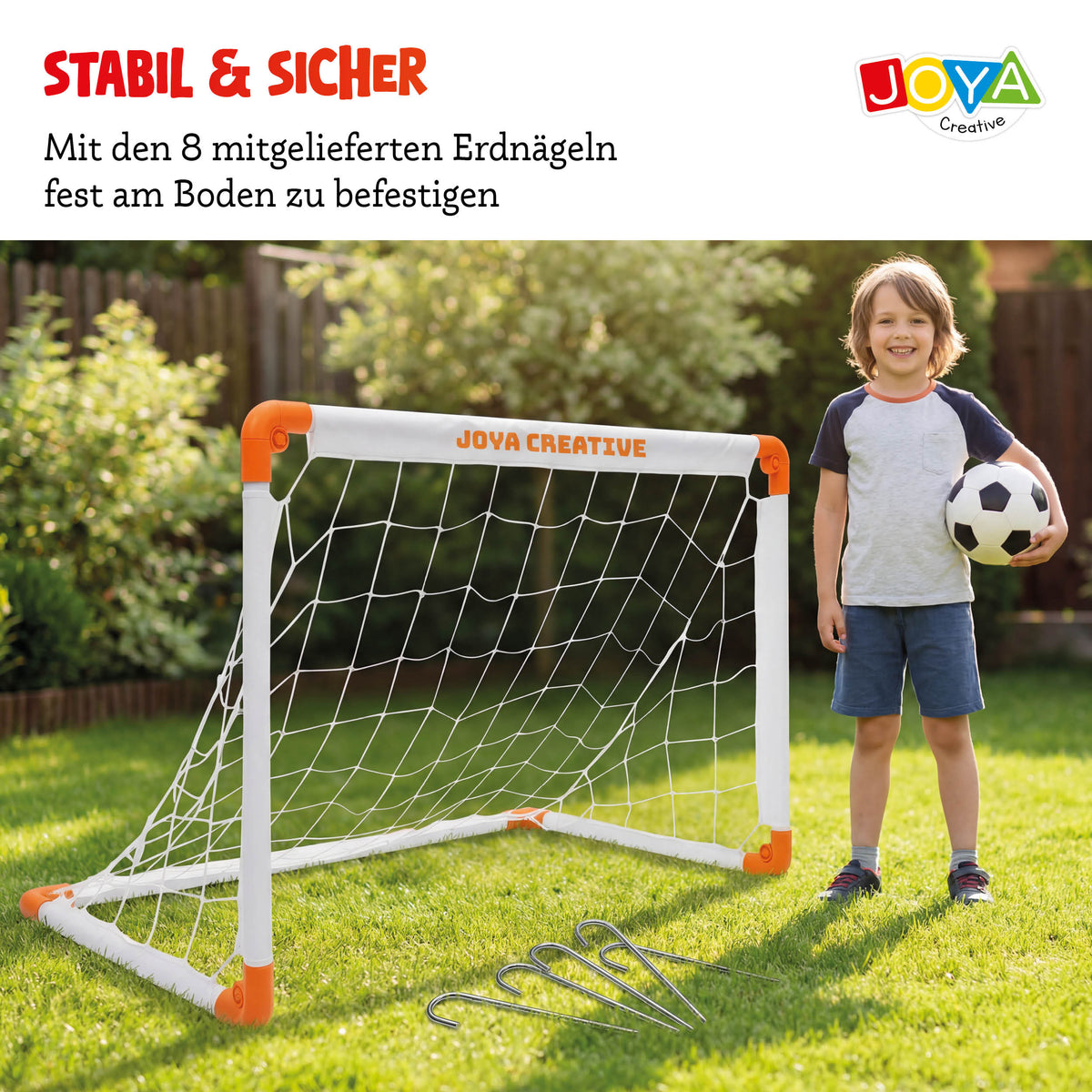 Joya Creative Fußballtore 2er-Set – Faltbare Fußballtore mit Fußball, Handpumpe und Tragetasche für Kinder