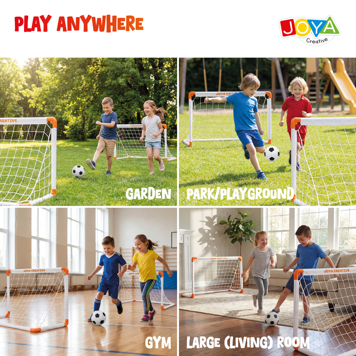 Joya Creative Soccer Goals Set of 2 – Foldable Soccer Goals with Soccer Ball, Hand Pump and Carry Bag for Kids
