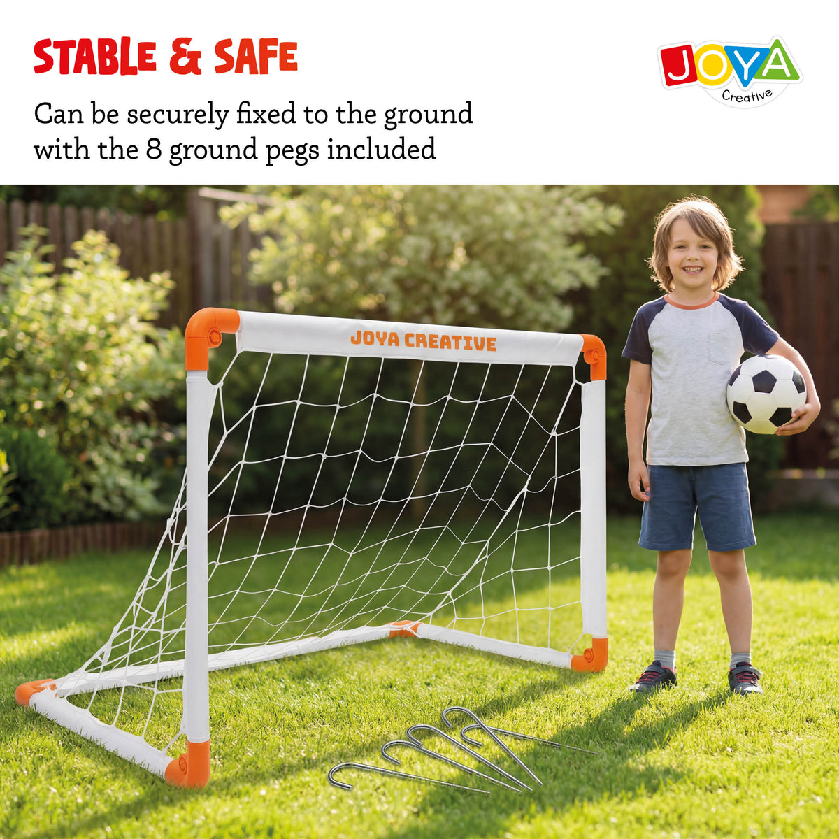 Joya Creative Soccer Goals Set of 2 – Foldable Soccer Goals with Soccer Ball, Hand Pump and Carry Bag for Kids