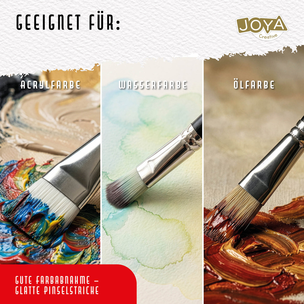 Joya Kreativ-Pinselsatz 25 Stück – Professionelle Pinsel und feine Pinsel für Acrylfarbe, Aquarell und Ölfarbe