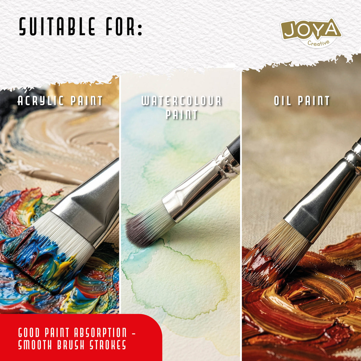 Joya Creative 25-Piece Paint Brush Set – Professional Brushes and Fine Brushes for Acrylic, Watercolor, and Oil Paint