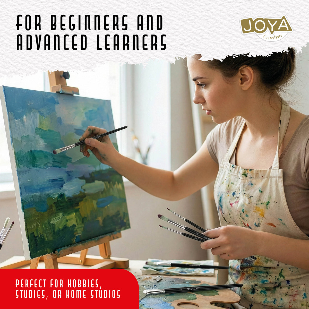 Joya Creative 25-Piece Paint Brush Set – Professional Brushes and Fine Brushes for Acrylic, Watercolor, and Oil Paint
