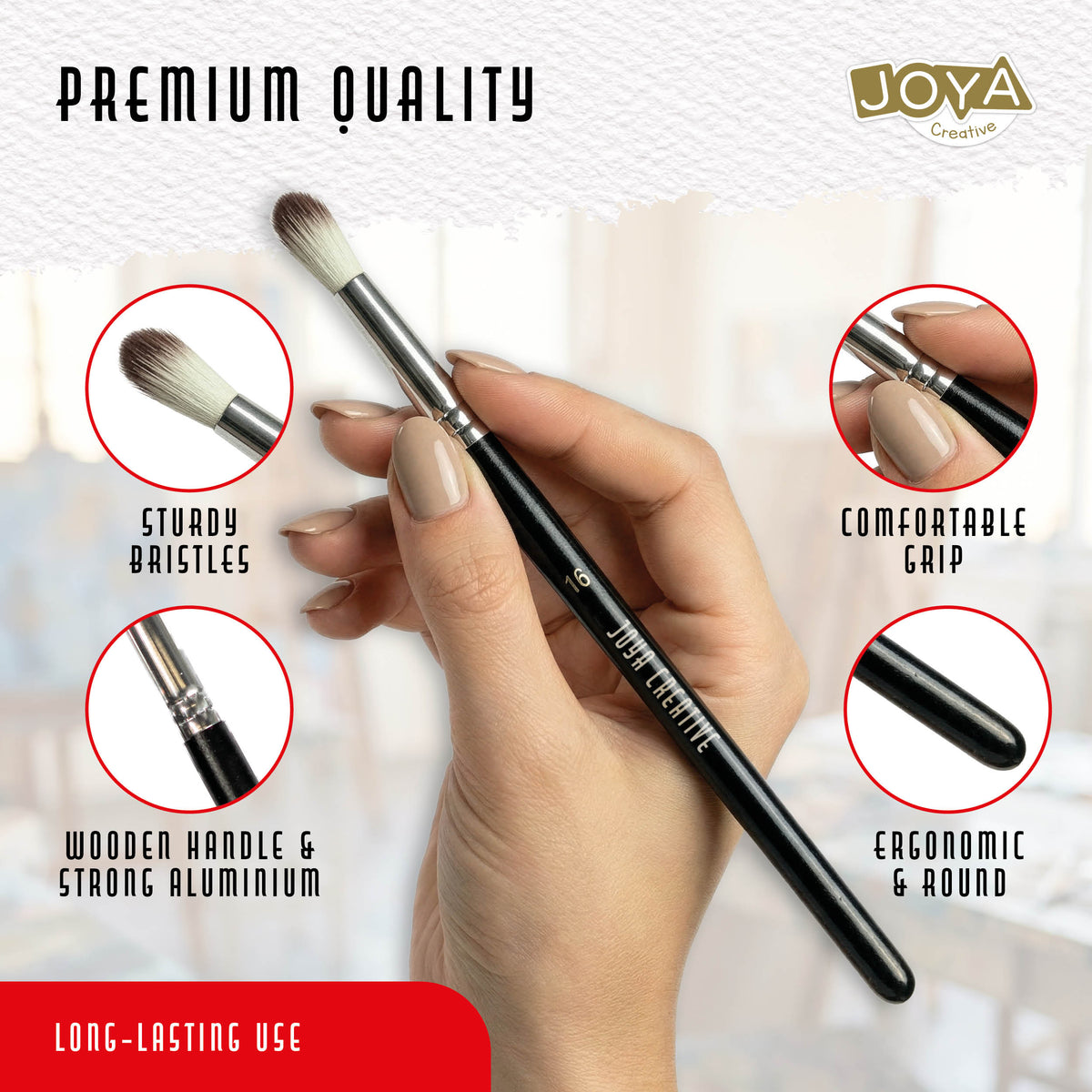 Joya Creative 25-Piece Paint Brush Set – Professional Brushes and Fine Brushes for Acrylic, Watercolor, and Oil Paint