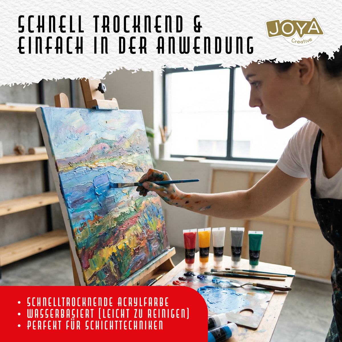 Joya Creative Acrylfarben Set 30 Farben – 30 x 30 ml Hobbyfarbe für Leinwand, Holz, Papier, Stein und DIY-Projekte