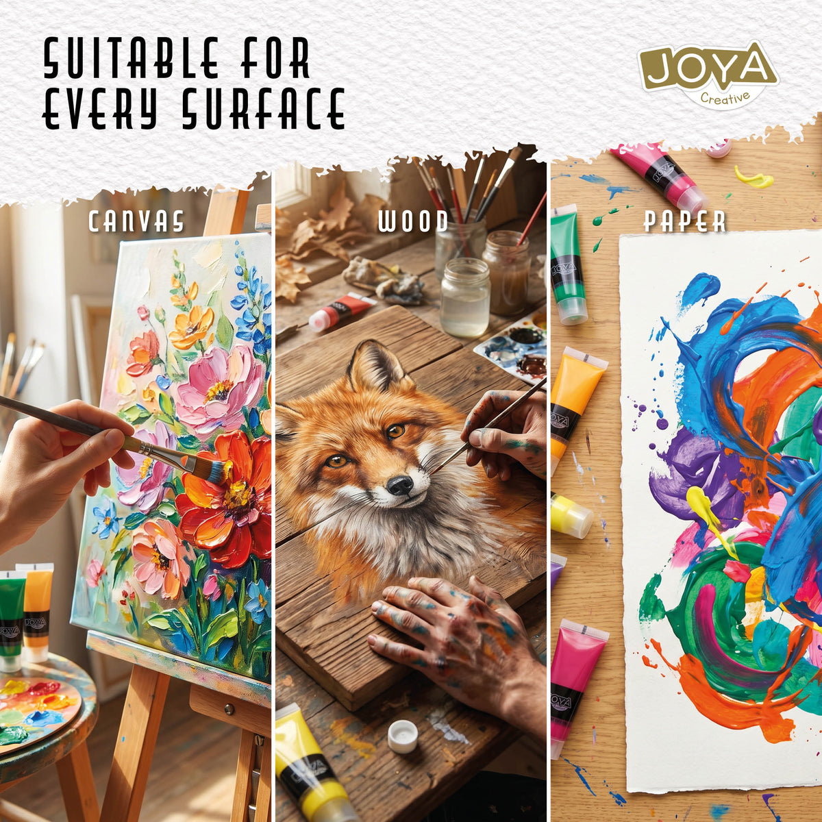 Joya Creative Acrylic Paint Set 30 Colors – 30 x 30 ml Craft Paint for Canvas, Wood, Paper, Stone and DIY Projects