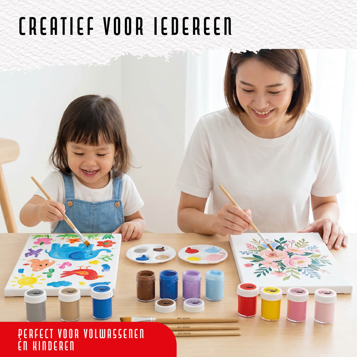 Joya Creative Complete Acrylic Paint Starter Set 96 Colours – Acrylic Paint Set with Brushes for Canvas, Wood, Stone, and Paper