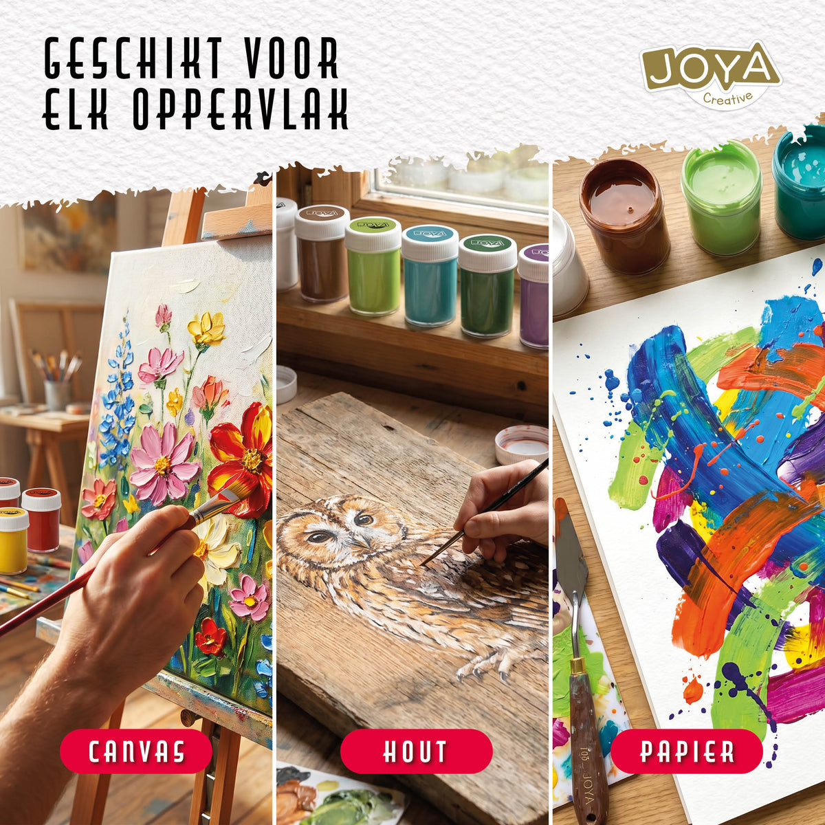 Joya Creative Complete Acrylic Paint Starter Set 96 Colours – Acrylic Paint Set with Brushes for Canvas, Wood, Stone, and Paper