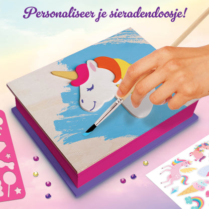 Joya Creative Kit de manualidades de unicornio 4 en 1 – Pintura, pegatinas, pixel art y decoración de joyero