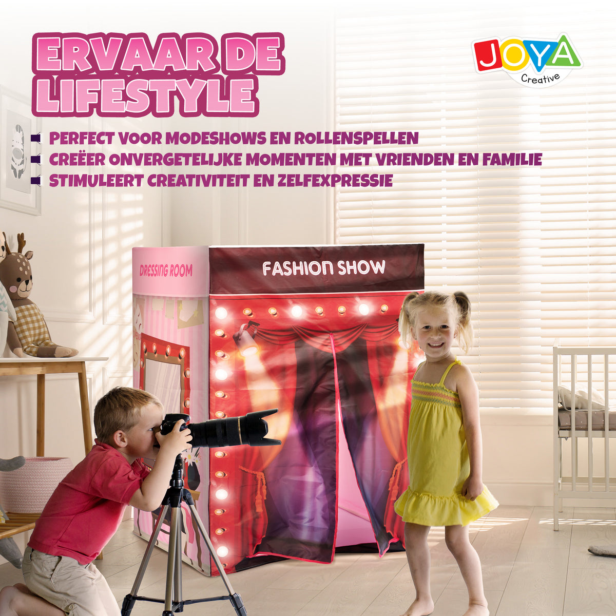 Joya Creative Fashion Show Play Tent with LED Lighting – Glamour Playhouse for Girls Indoors and Outdoors