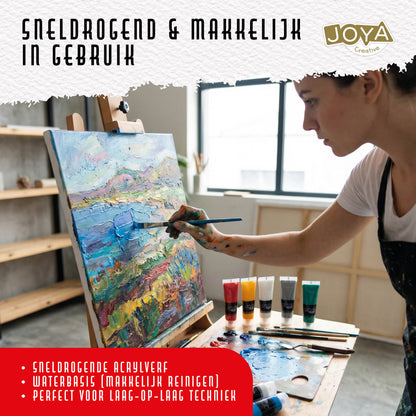 Joya Creative Set de pintura acrílica de 30 colores – 30 x 30 ml de pintura para manualidades sobre lienzo, madera, papel, piedra y proyectos DIY