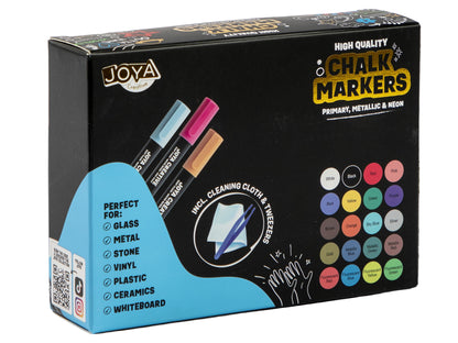 Joya Creative Raamstiften Set 20 Delig – Afwasbare Krijtstiften voor Ramen, Krijtborden en Glas