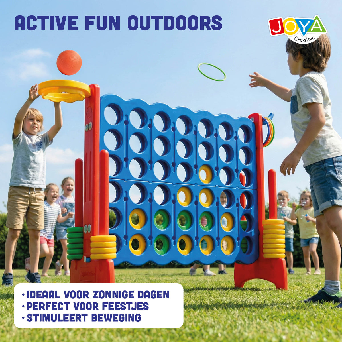 Joya Creative Juguete de exterior 3 en 1 – XXL 4 en raya, juego de baloncesto y juego de lanzamiento de aros para interior y exterior