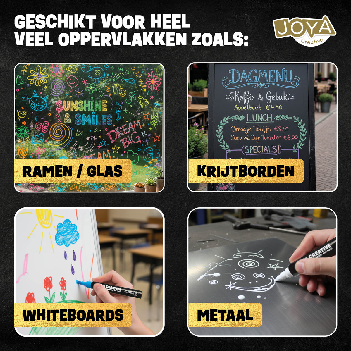 Joya Creative Raamstiften Set 20 Delig – Afwasbare Krijtstiften voor Ramen, Krijtborden en Glas
