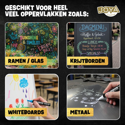 Joya Creative Raamstiften Set 20 Delig – Afwasbare Krijtstiften voor Ramen, Krijtborden en Glas