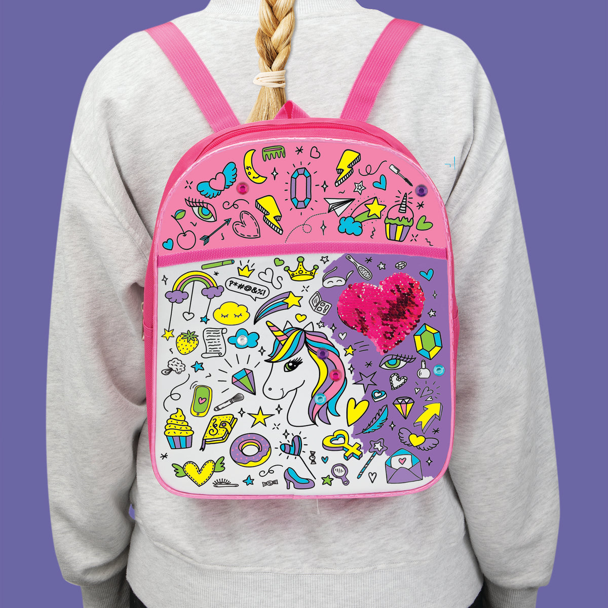 Joya Creative Mochila de unicornio para colorear – Kit de manualidades DIY con rotuladores textiles para niñas