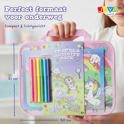 Joya Creative Juguete de viaje de unicornio para niñas - Libro para colorear, pegatinas y rotuladores para el trayecto y las vacaciones