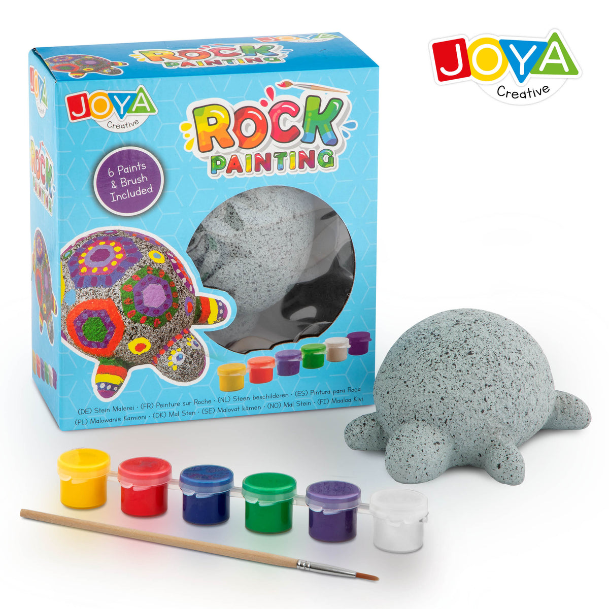 Joya Creative Happy Stones Painting Set Turtle – Complete Stone Painting Set for Children with Paint & Brush