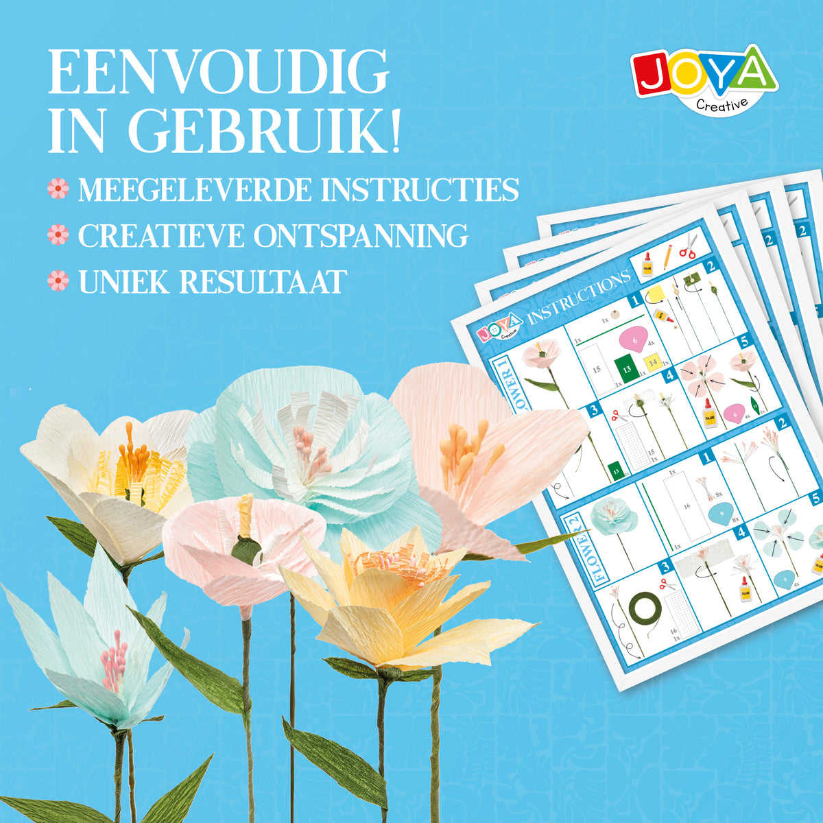 Joya Creative Set para hacer flores de papel crepé – Kit de manualidades DIY para hacer flores de papel con instrucciones