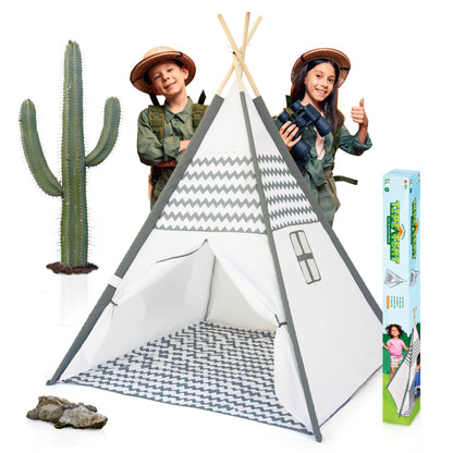 Joya Creative Tipi Tent for Children – Wigwam Play Tent with Floor Mat and FSC Wooden Poles