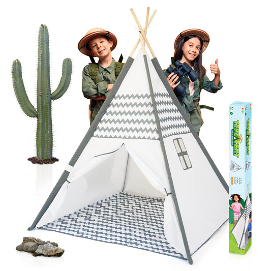 Joya Creative Tipi Tent voor Kinderen – Wigwam Speeltent met Vloermat en FSC Houten Stokken