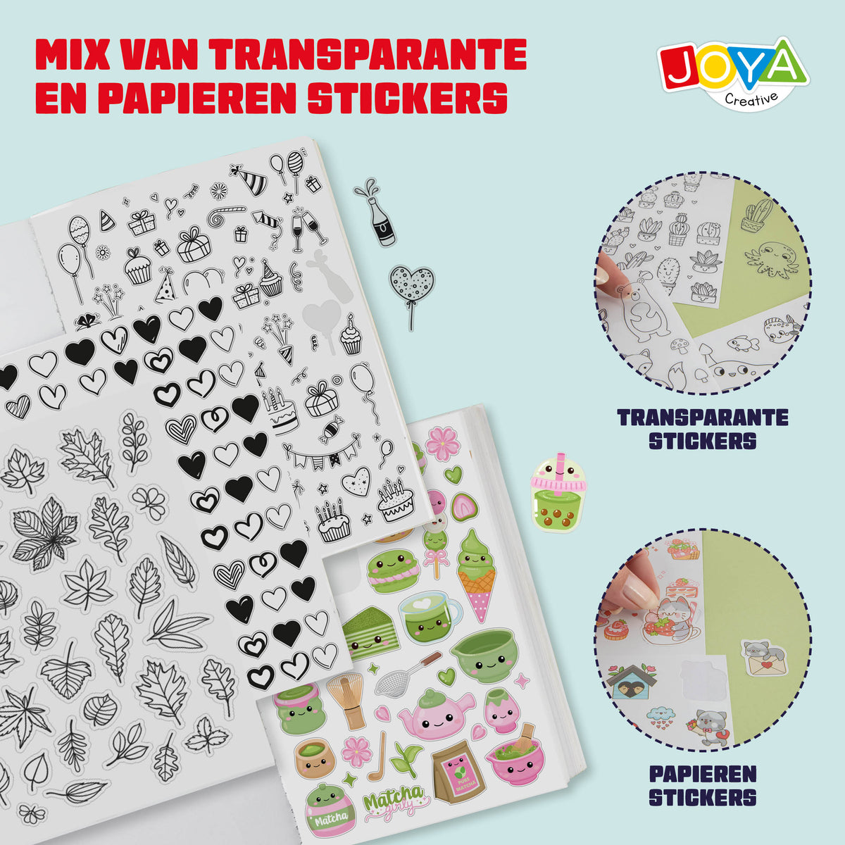 Joya Creative Libro de pegatinas XXL con 8.500 pegatinas – Libro de bullet journal, scrapbooking y journaling con 200 páginas