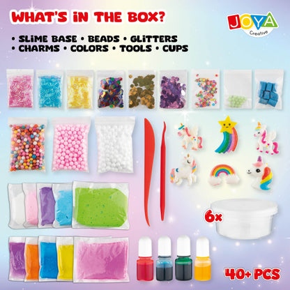 Joya Creative Unicorn Slijm Pakket 75 Delig – Complete Slime Maak Set voor Kinderen met Unicorn Accessoires