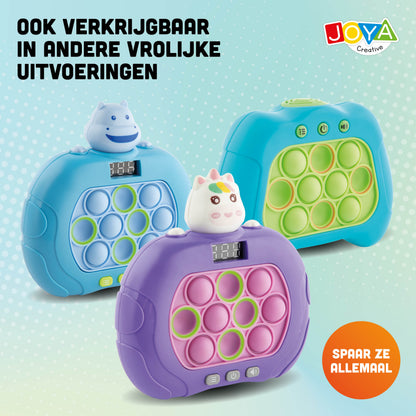 Joya Creative Pop It Game Controller Nijlpaard – 999 Levels Fidget Game met Licht, Geluid en Digitaal Display