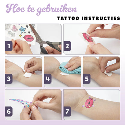 Joya Creative Glitter Tattoo Set XXL – Biologisch Afbreekbare Glitter Tattoos met Sjablonen voor Kinderen