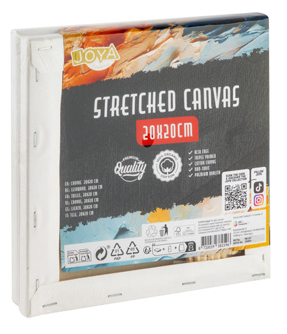 Joya Creative Lienzos para pintar 20x20 cm – Set de 24 lienzos de 100% algodón para pintura acrílica, pintura al óleo y manualidades