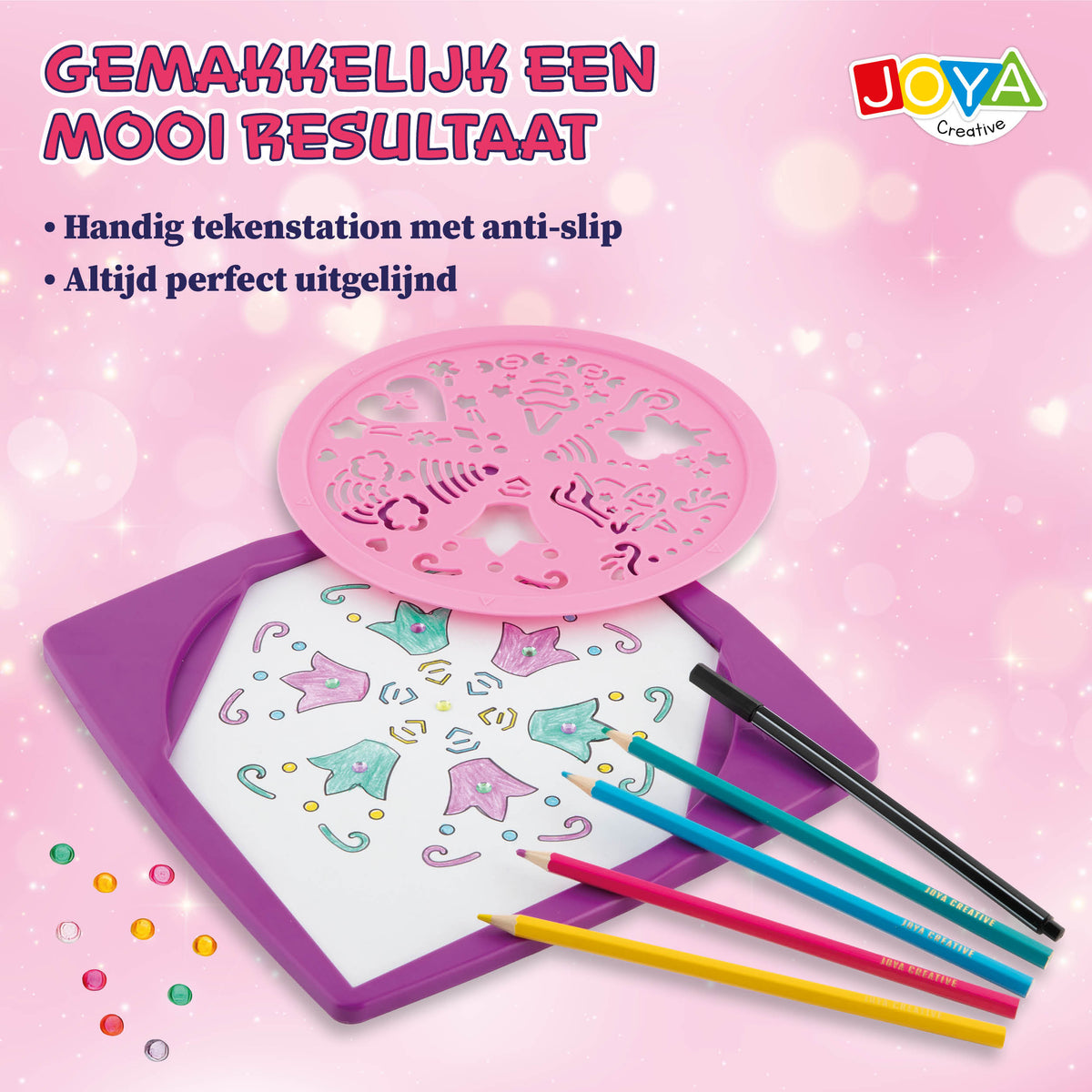 Joya Creative Diseñador de mandalas 2 en 1 – Kit para dibujar mandalas con plantillas, lápices de colores y rotuladores finos