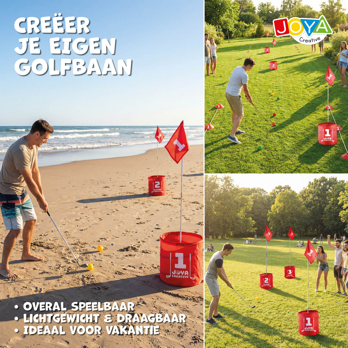 Joya Creative Bucket Golf 6 Holes – Compleet Golfspel voor Tuin, Camping en Familie met Opbergtas