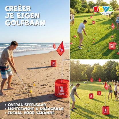 Joya Creative Bucket Golf 6 Holes – Compleet Golfspel voor Tuin, Camping en Familie met Opbergtas