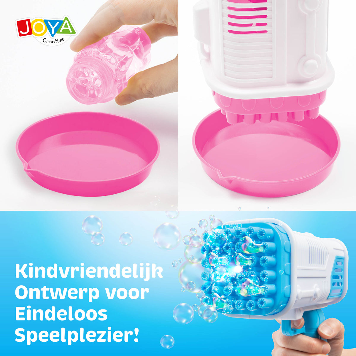 Joya Creative Bubble Wand with LED Lighting - Automatic Bubble Gun for Kids Including Bubble Solution