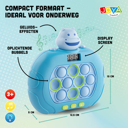 Joya Creative Pop It Game Controller Nijlpaard – 999 Levels Fidget Game met Licht, Geluid en Digitaal Display