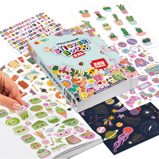 Joya Creative Libro de pegatinas XXL con 8.500 pegatinas – Libro de bullet journal, scrapbooking y journaling con 200 páginas