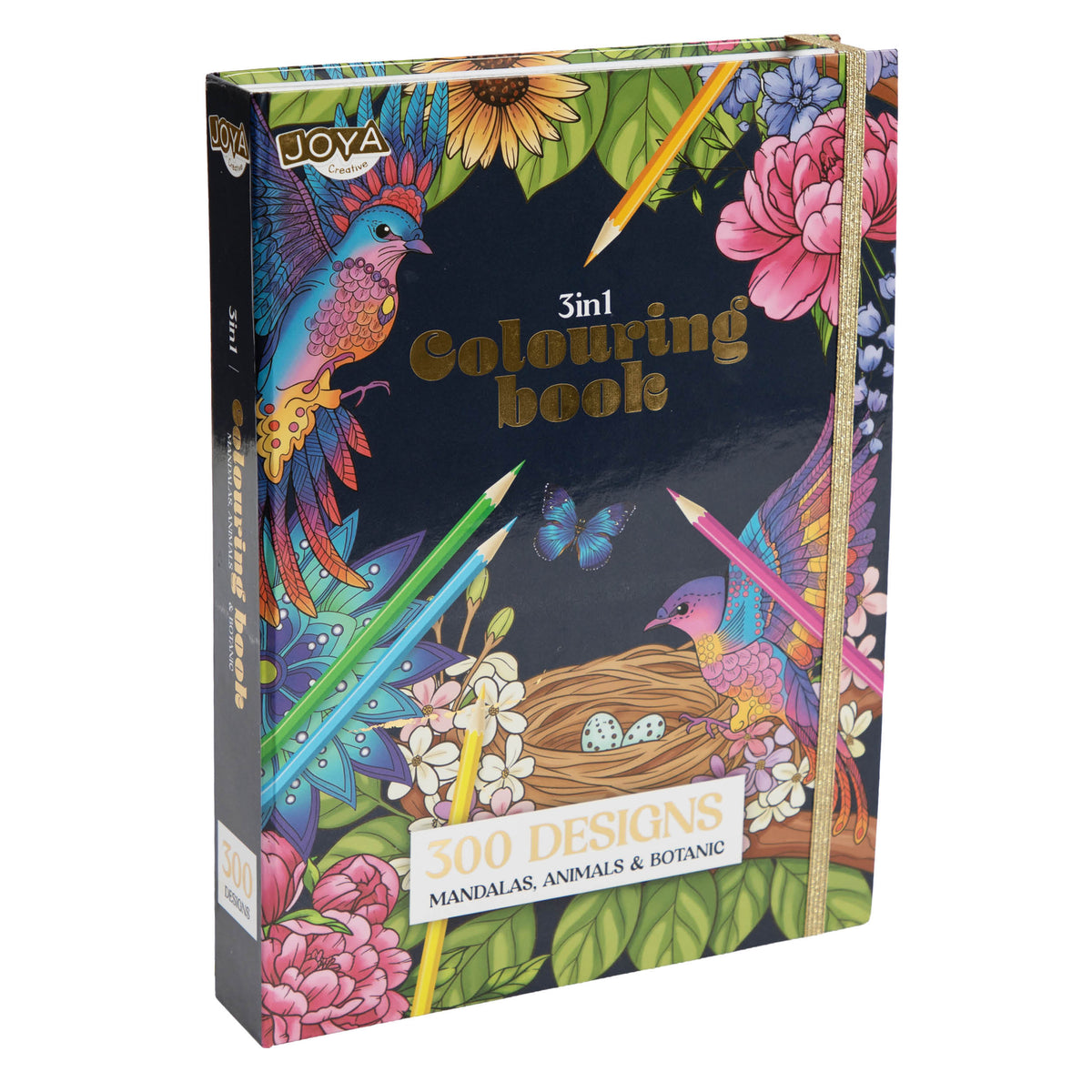 Joya Creative Libro de colorear de lujo para adultos A4 Edición 2026 - 300 láminas para colorear botánicas, de animales y mandalas