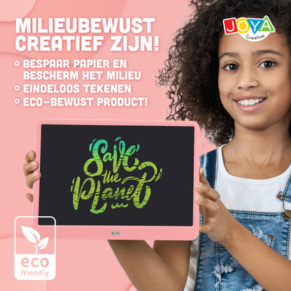 Joya Creative Pizarra de dibujo digital rosa de 15 pulgadas – Tableta de dibujo LCD para niños con función de borrado