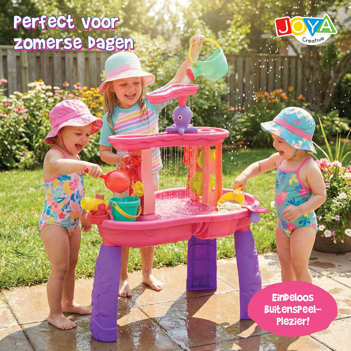 Joya Creative Mesa de agua rosa de 34 piezas – Mesa de juegos de agua para niñas con cascada y accesorios