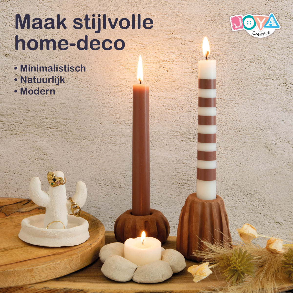Joya Creative Set de arcilla para modelar para adultos de 13 piezas - Kit DIY de decoración del hogar con arcilla de secado al aire en tonos naturales