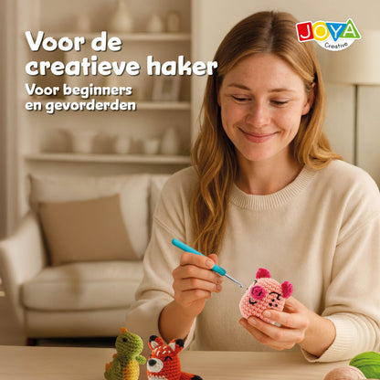 Joya Creative Kit de ganchillo de animales de 8 piezas – Set completo de amigurumi con 8 animales para principiantes y adultos