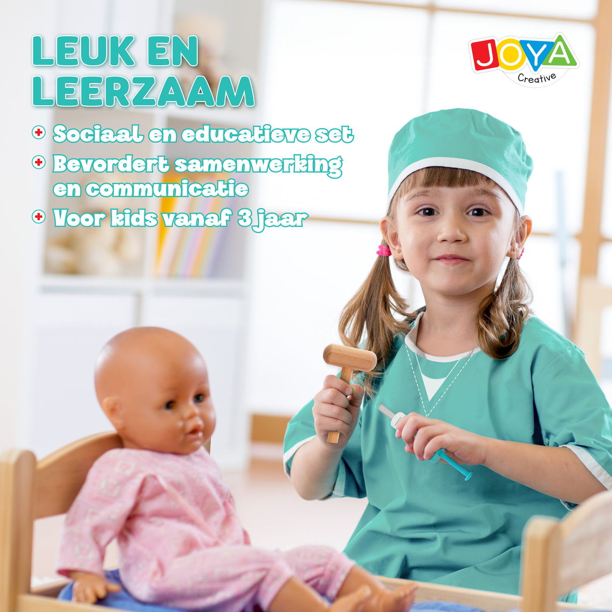 Joya Creative Set de médico de madera de 21 piezas - Maletín de médico FSC con bata de médico para niños