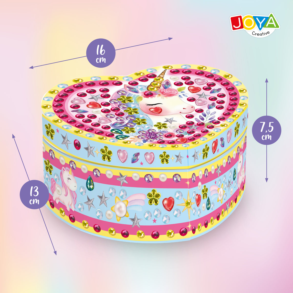 Joya Creative Unicorn Jewellery Box Decorating – DIY Craft Kit for Girls with Glitter Stickers and Bracelet