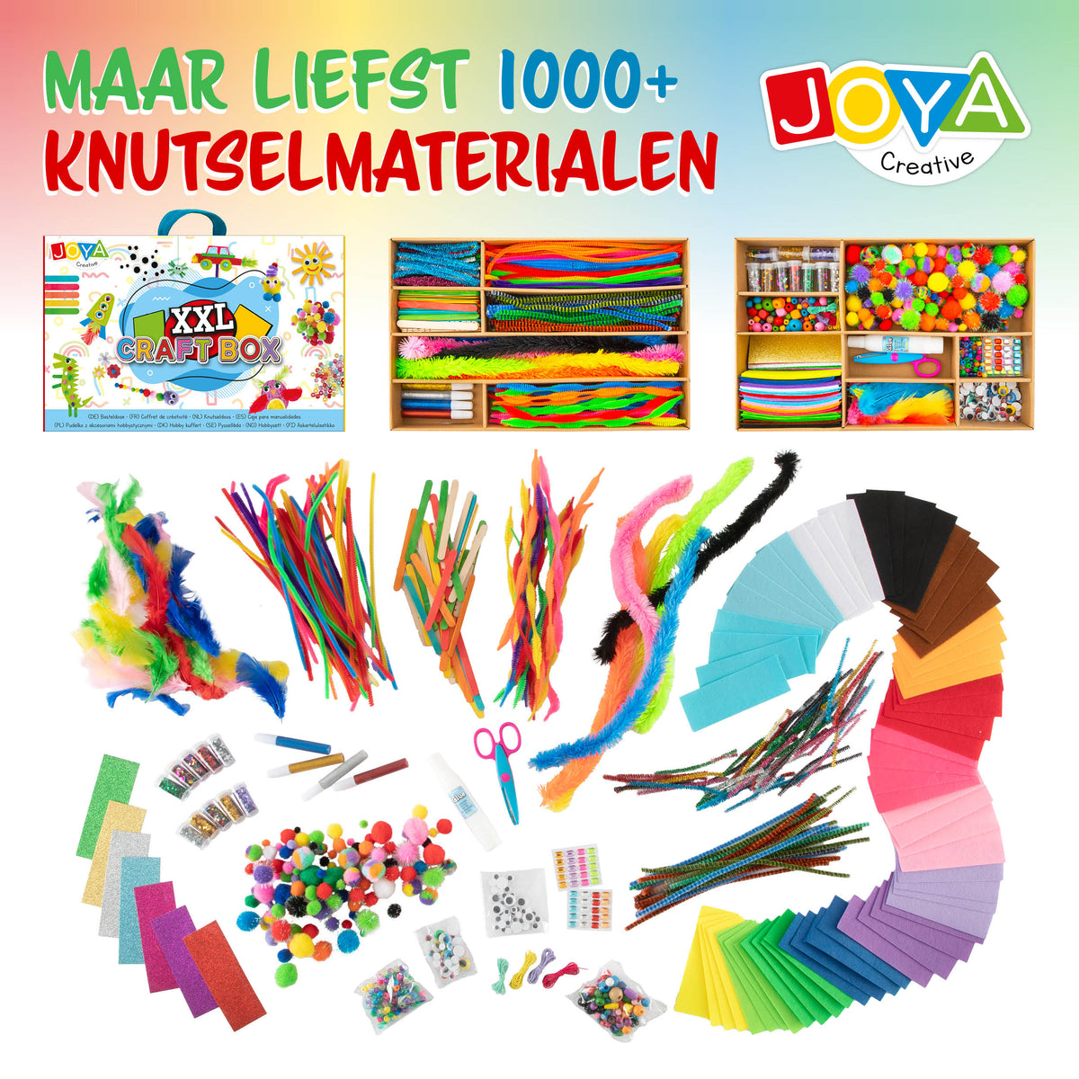 Joya Creative Knutselkoffer 1000 Delig – Complete Knutselset voor Kinderen met Knutselspullen in Opbergkoffer