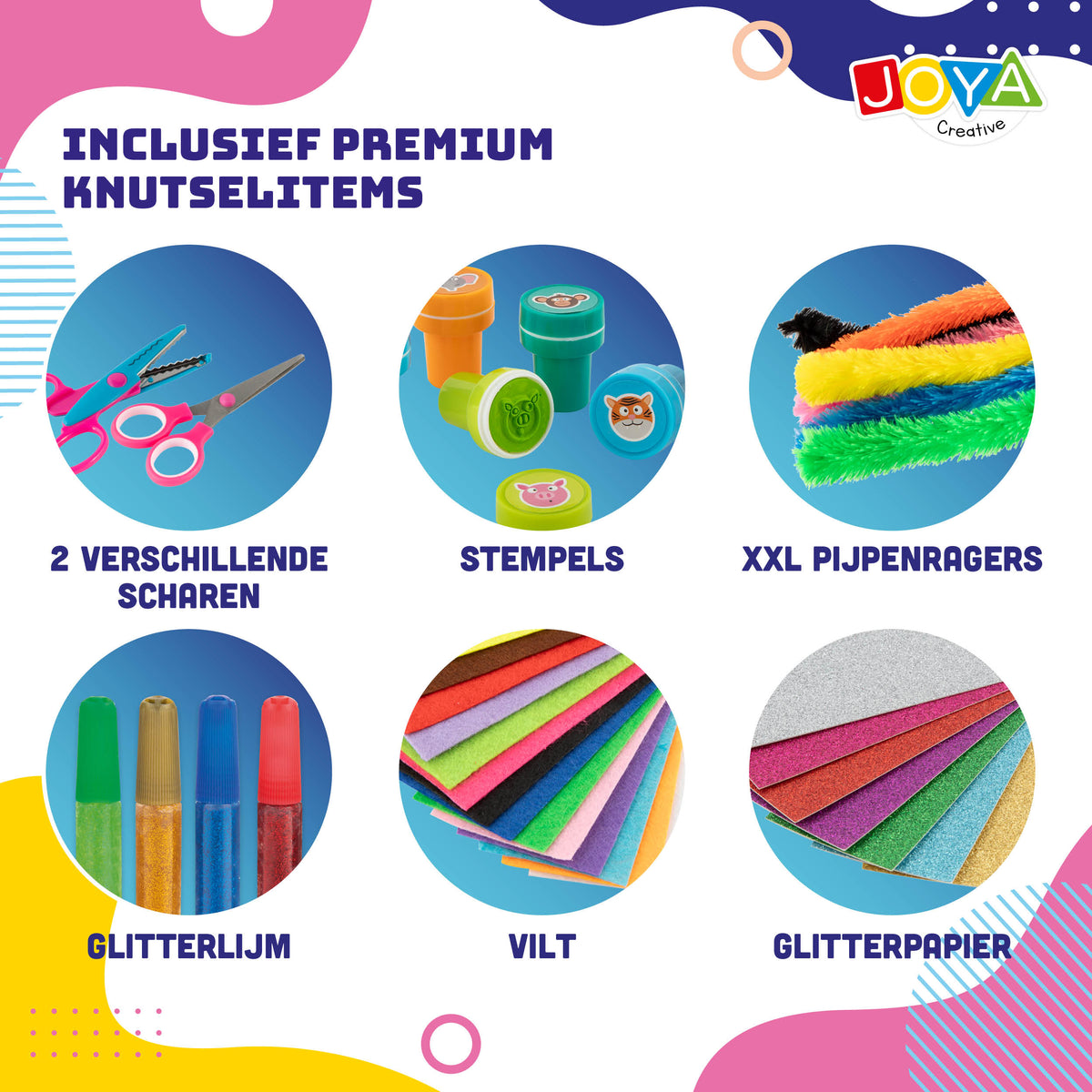 Joya Creative Maletín XXL de manualidades para niños – Set completo de manualidades con más de 1500 materiales en un maletín