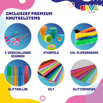 Joya Creative Maletín XXL de manualidades para niños – Set completo de manualidades con más de 1500 materiales en un maletín